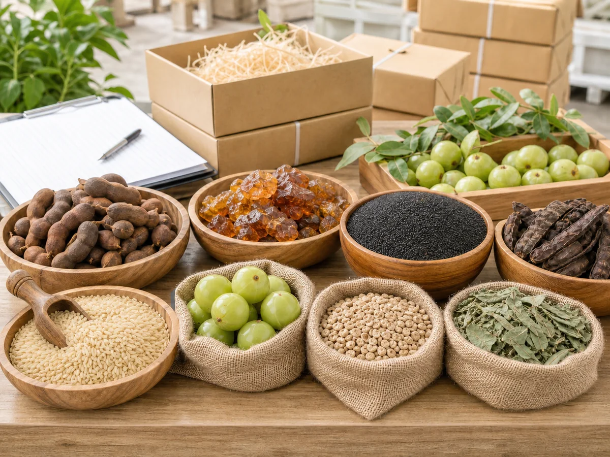 Approved Indian commodities arranged for quality checking and export packing